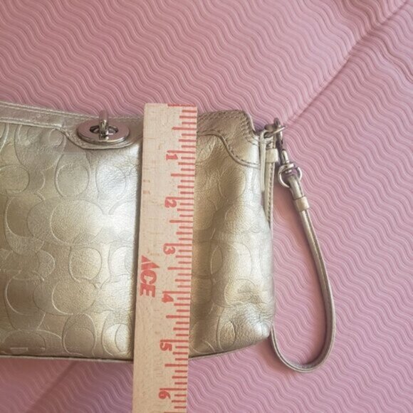 Coach Y2K Gold Leather Legacy Foldover Wristlet with Turn Lock Mini Bag - Picture 14 of 14